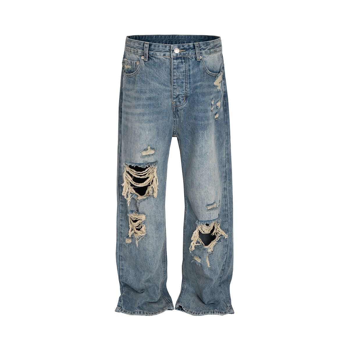 distressed wide-leg jeans